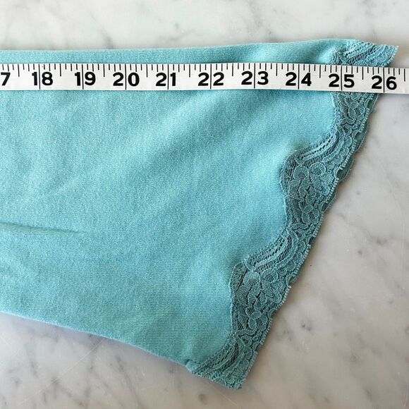 Express Turquoise Lace Trim V Neck Long Sleeve Stretch Knit Shirt - Women's XL - Picture 10 of 11